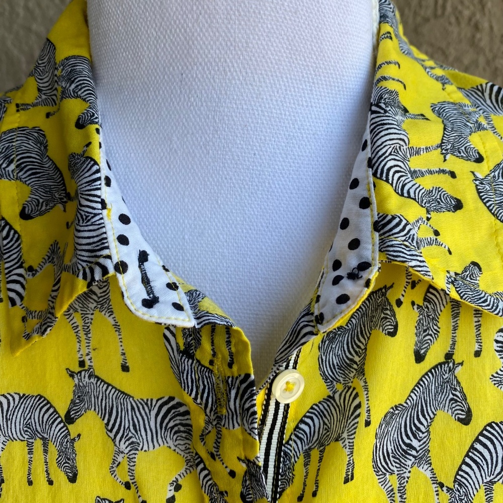 TALBOTS Cotton Button Front Shirt 'GRAZING ZEBRA' Sz M - Picture 4 of 8